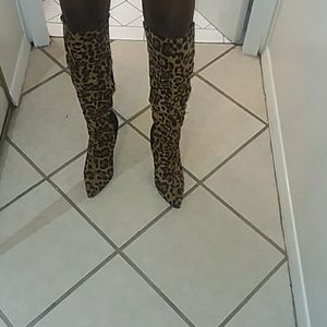 Cheetah Print knee high boots